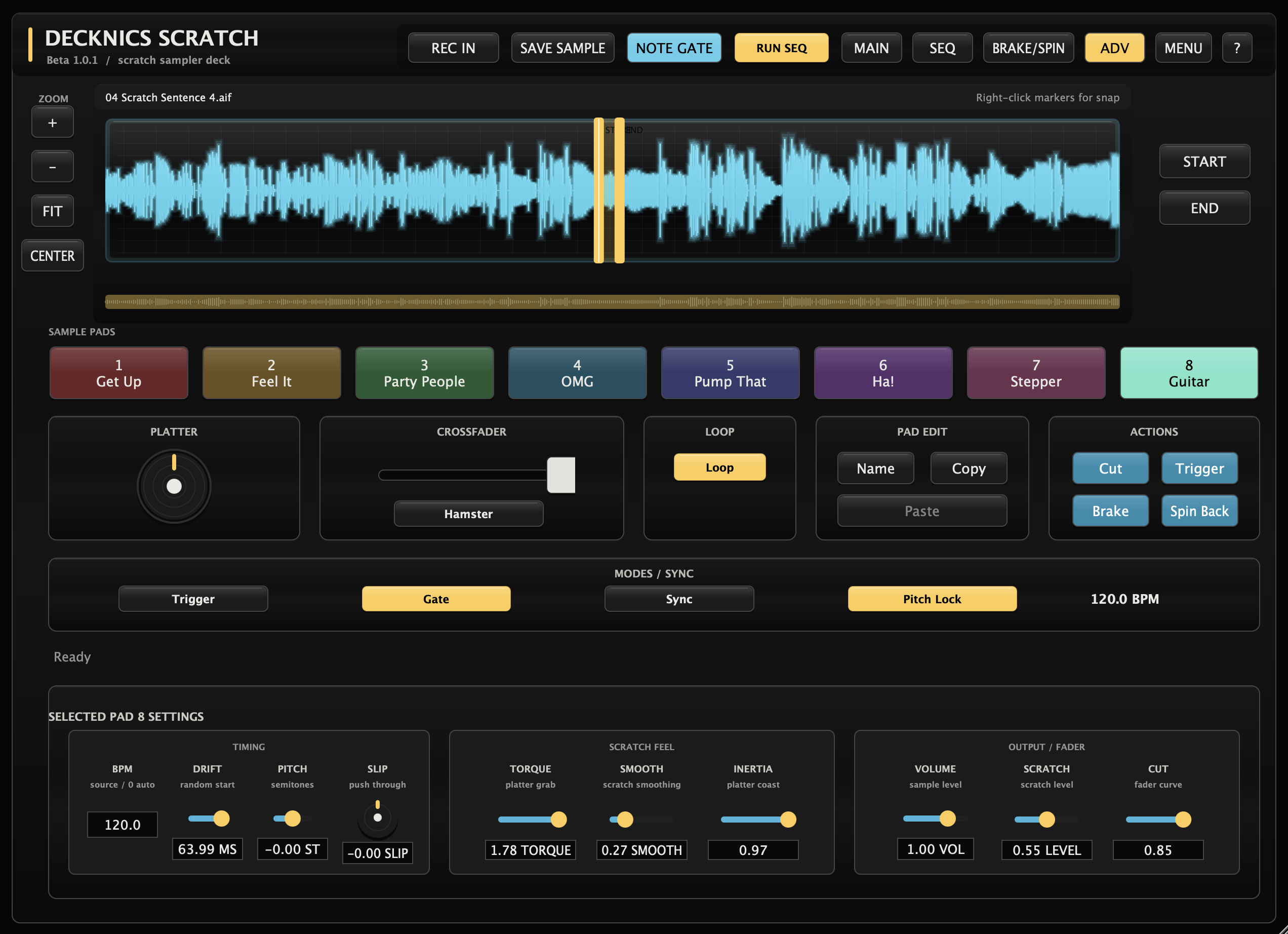 Decknics Scratch main sample pad page